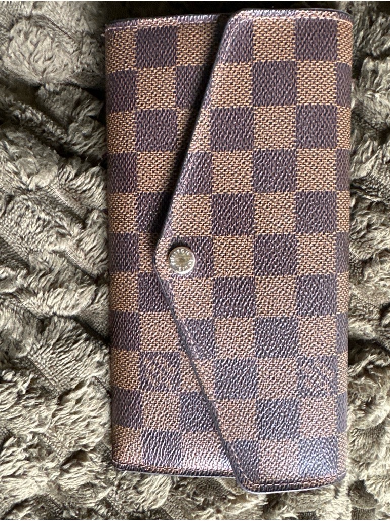 Checkered Brown Wallet Clutch - Brown Check Pattern